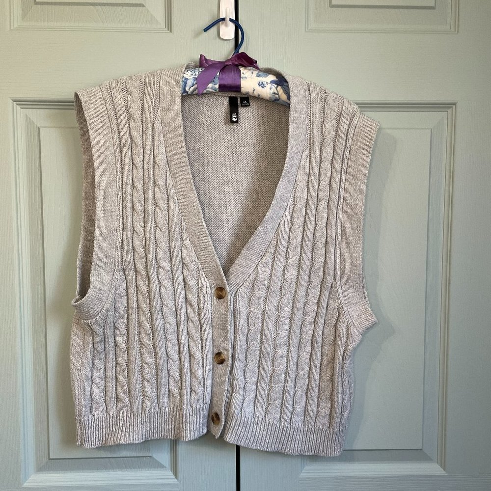 Light Grey Marled Knit Vest